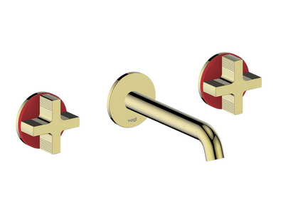 Vogt Mond 8" C.C. Wall-Mount Lavatory Faucet in Brushed Gold, Trim Only