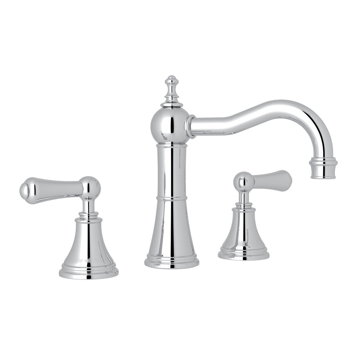 Perrin & Rowe Georgian Era Widespread Lavatory Faucet With Column Spout, Metal Lever Handle