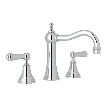 Perrin & Rowe Georgian Era Widespread Lavatory Faucet With Column Spout, Metal Lever Handle