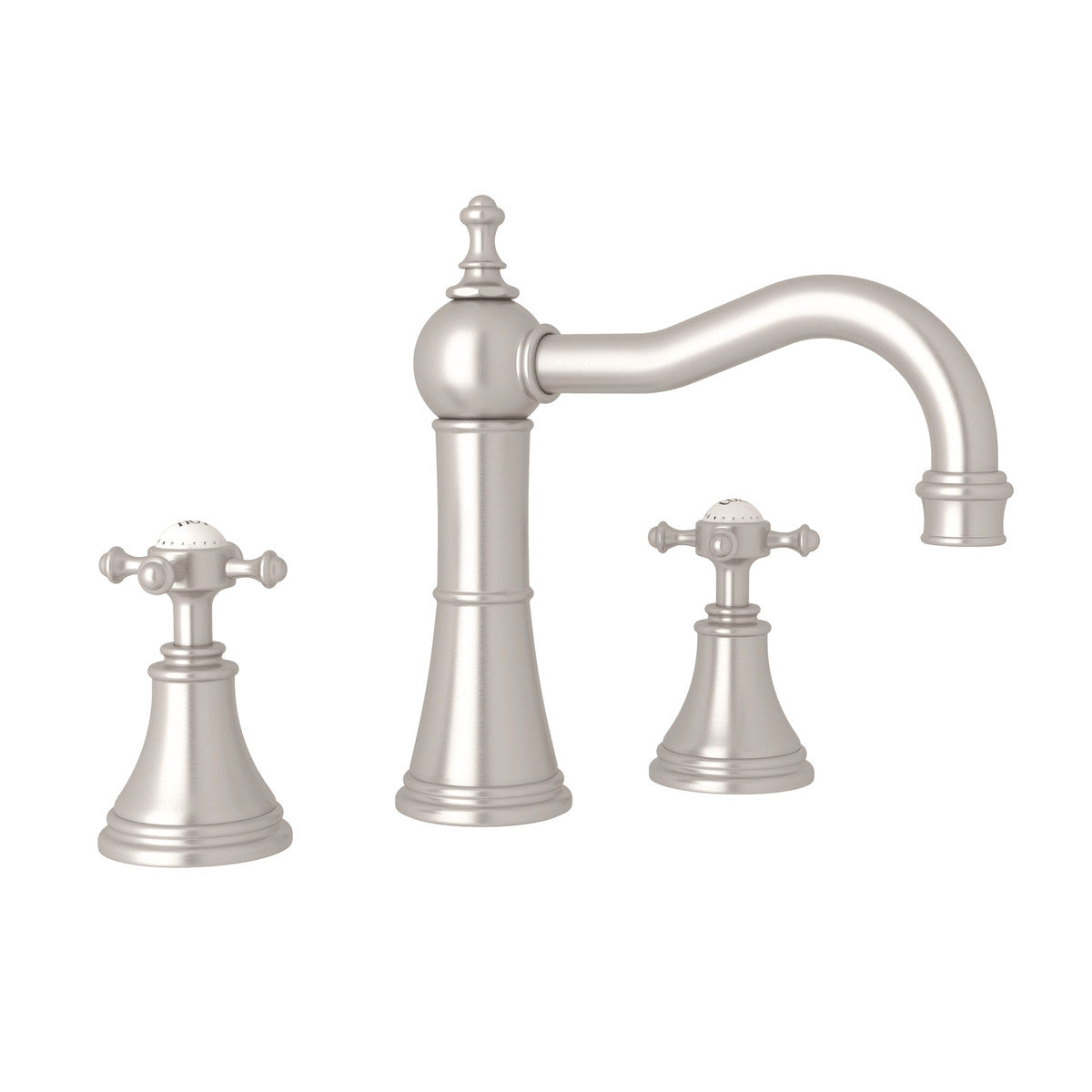 Perrin & Rowe Georgian Era Widespread Lavatory Faucet With Column Spout, With Cross Handle