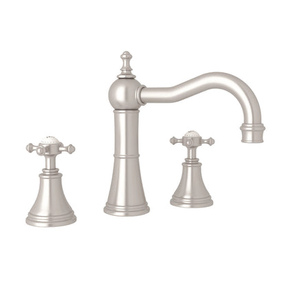 Perrin & Rowe Georgian Era Widespread Lavatory Faucet With Column Spout, With Cross Handle