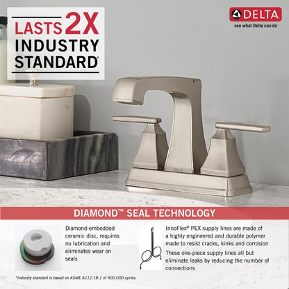Delta Ashlyn Two Handle Centerset Lavatory Faucet - Metal Pop-Up