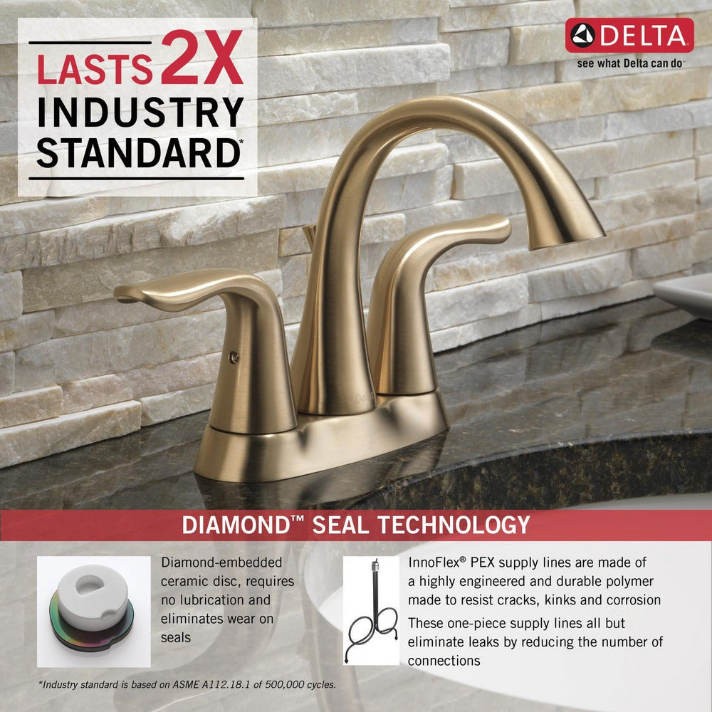 Delta Lahara Two Handle Centerset Bathroom Faucet - 2538-SSMPU-DST