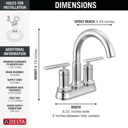 Delta Altado Two Handle Centerset Bathroom Faucet - 25442