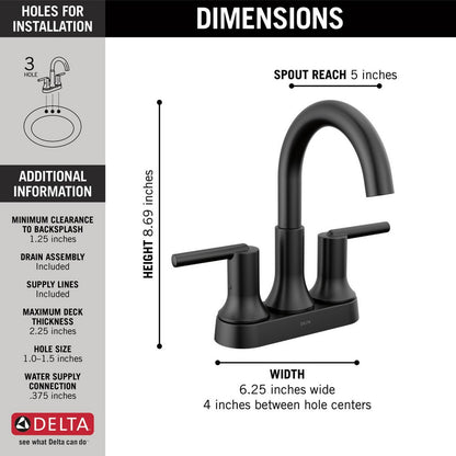 Delta Trinsic Two Handle Centerset Bathroom Faucet