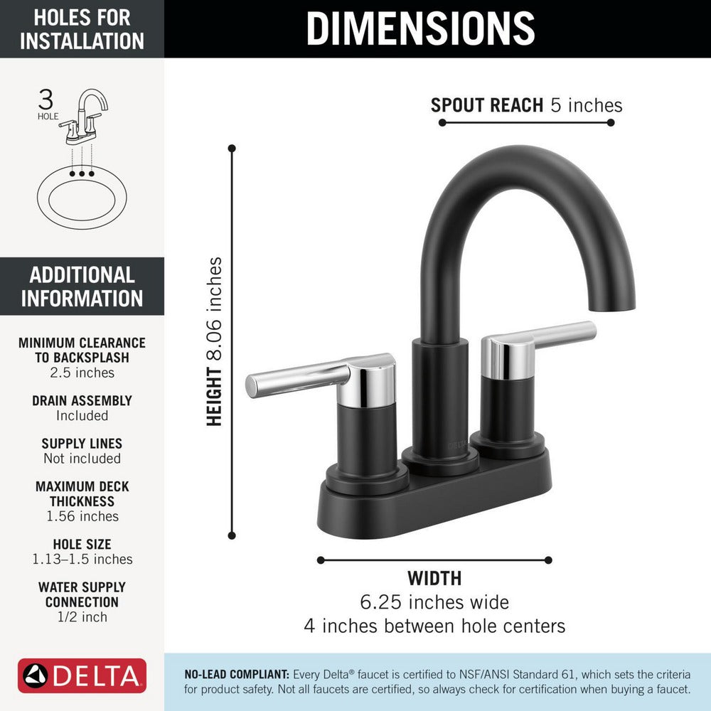 Delta Nicoli Two Handle Centerset Bathroom Faucet - 25749LF