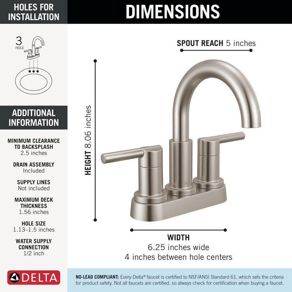Delta Nicoli Two Handle Centerset Bathroom Faucet - 25749LF