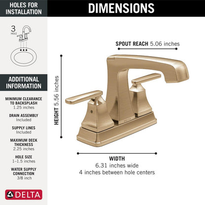 Delta Ashlyn Two Handle Centerset Lavatory Faucet - Metal Pop-Up