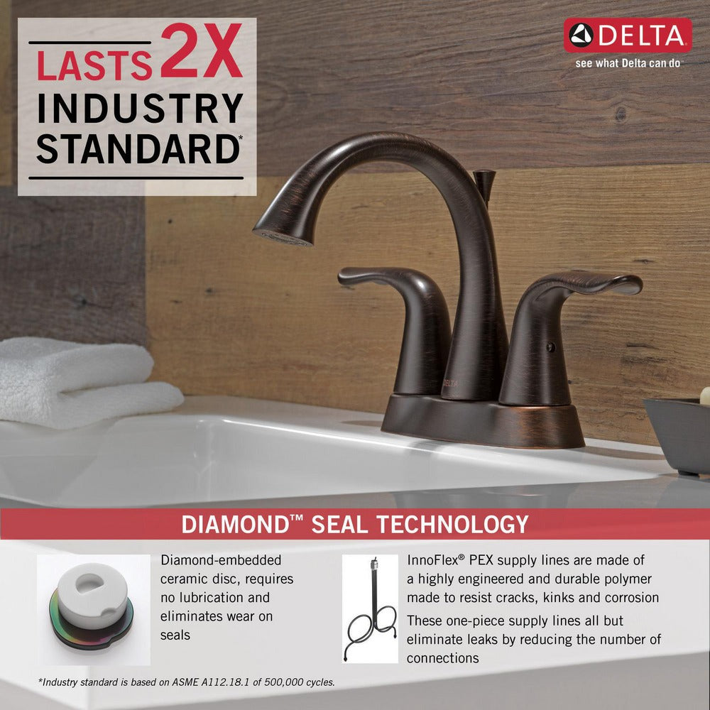 Delta Lahara Two Handle Centerset Bathroom Faucet - 2538-SSMPU-DST