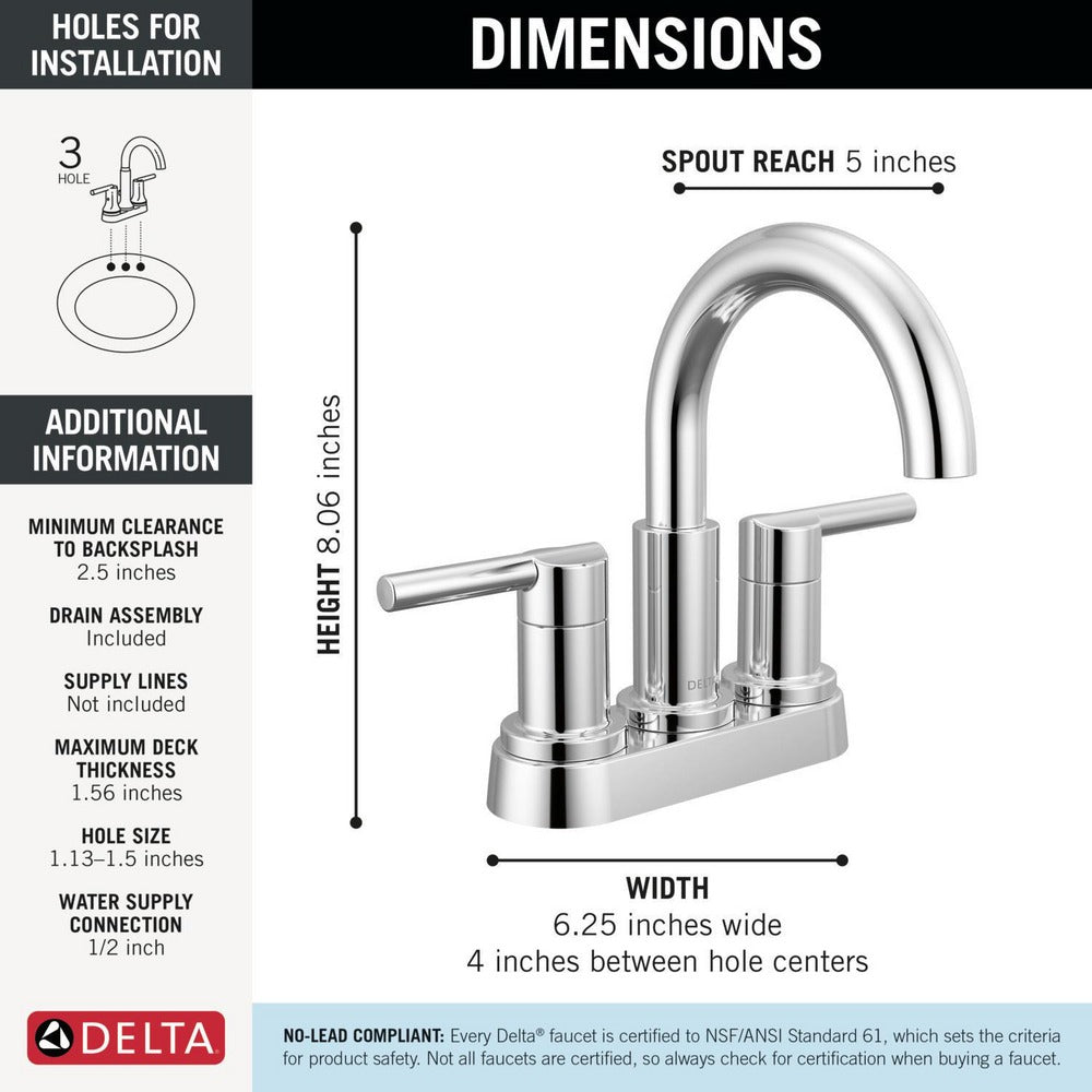 Delta Nicoli Two Handle Centerset Bathroom Faucet - 25749LF