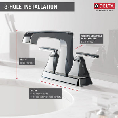 Delta Ashlyn Two Handle Centerset Lavatory Faucet - Metal Pop-Up