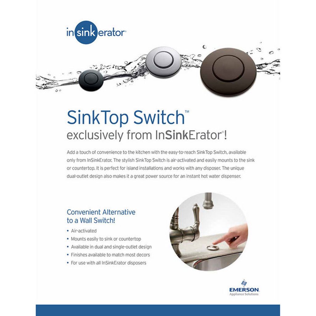 InSinkErator SinkTop Switch - Dual Outlet with Chrome and White Buttons - 76696 — manufacturer gallery view 2