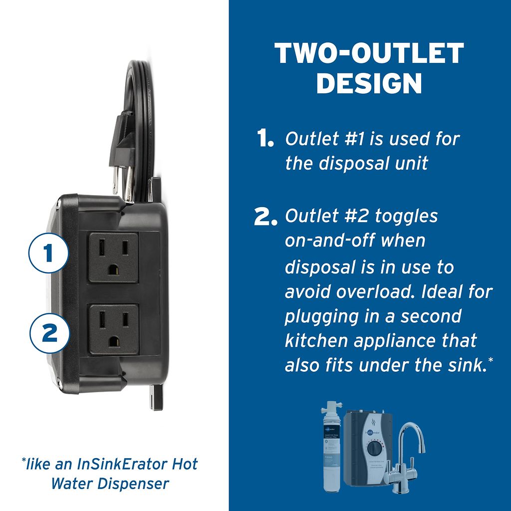 InSinkErator SinkTop Switch - Dual Outlet with Chrome and White Buttons - 76696 — manufacturer gallery view 5