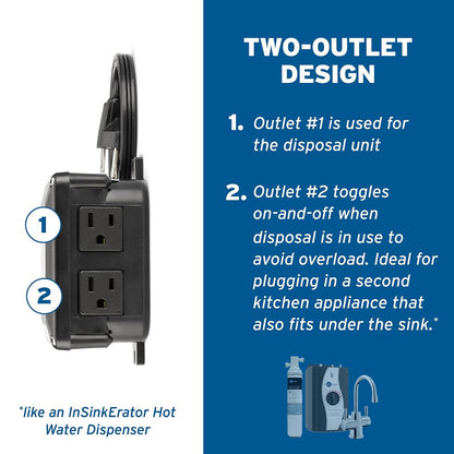 InSinkErator SinkTop Switch - Dual Outlet with Chrome and White Buttons - 76696 — manufacturer gallery view 5