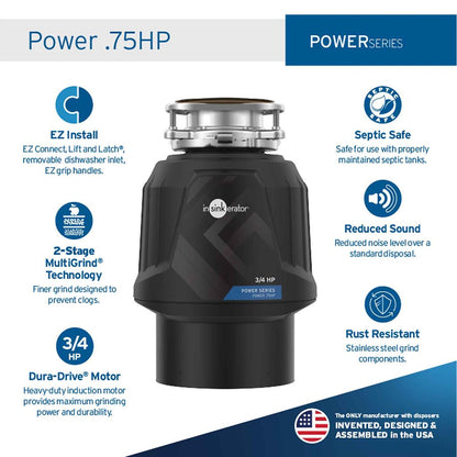 Power .75HP motor and grinding features