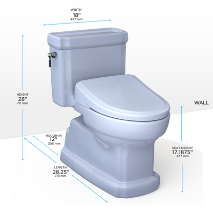 TOTO Guinevere Washlet+ S7A One-Piece Toilet - 1.28 GPF - Universal Height