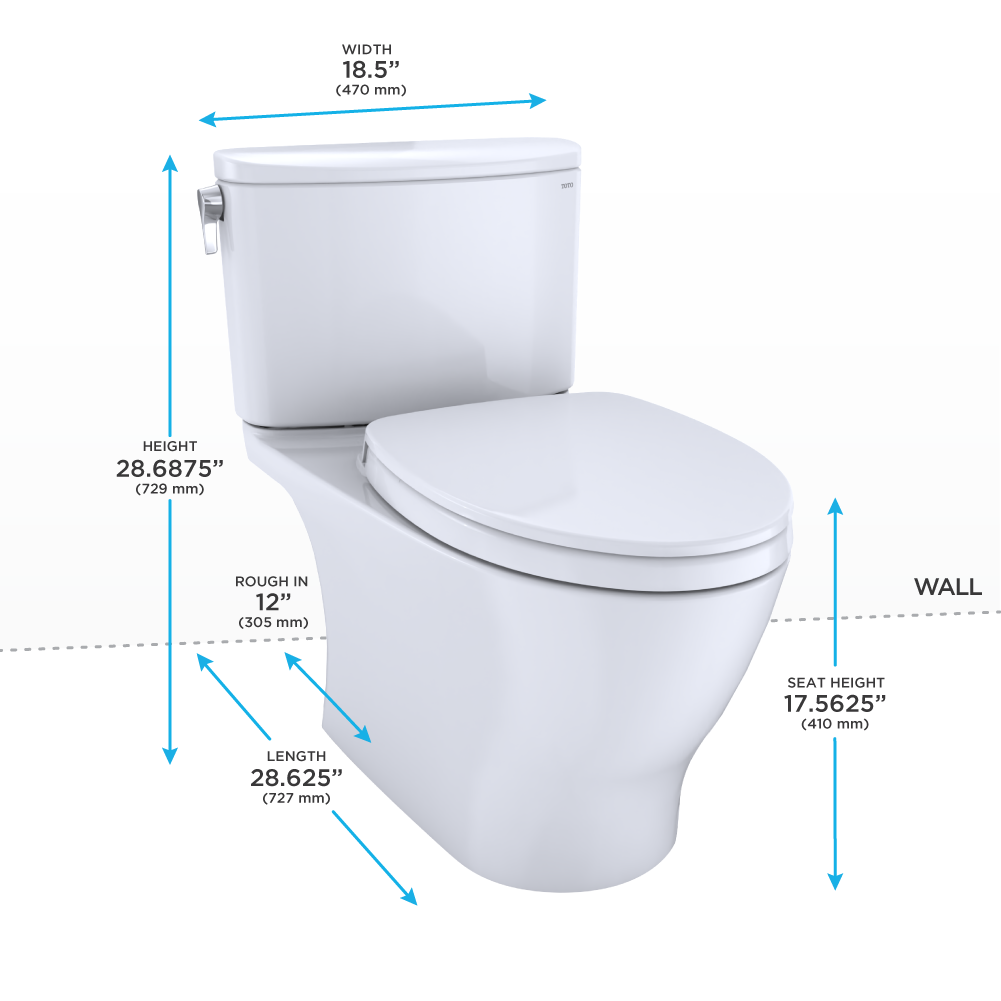 TOTO Nexus Elongated 1G Two-Piece Toilet, 1.0 GPF Universal Height, Washlet+ Connection