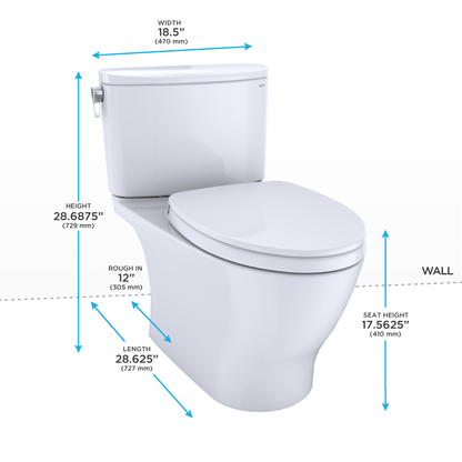 TOTO Nexus Elongated 1G Two-Piece Toilet, 1.0 GPF Universal Height, Washlet+ Connection