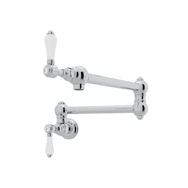 Rohl Acqui Pot Filler - Polished Chrome with White Porcelain Lever Handle