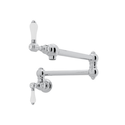 Rohl Acqui Pot Filler - Polished Chrome with White Porcelain Lever Handle