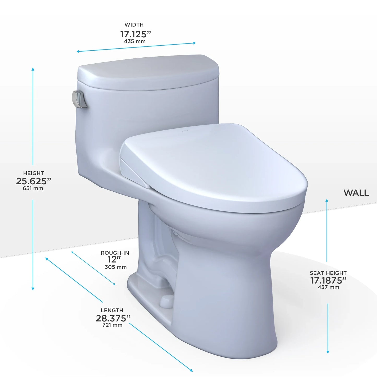 TOTO Supreme II Washlet+ S7A One-Piece Toilet 1.28 GPF - Universal Height