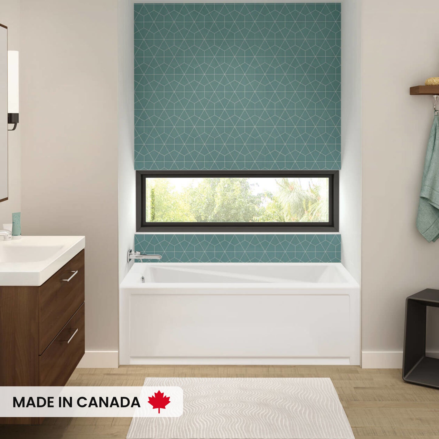 Maax Exhibit 6030 IFS AFR Acrylic Alcove Left/Right-Hand Drain Bathtub in White