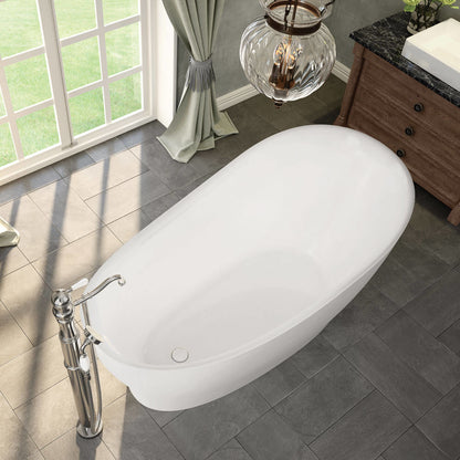 Maax Joan 61 x 32 Acrylic Freestanding End Drain Bathtub with White Skirt