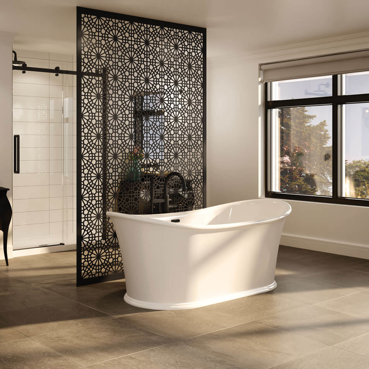 Maax Elina 66 x 34 Acrylic Freestanding Center Drain Bathtub in White