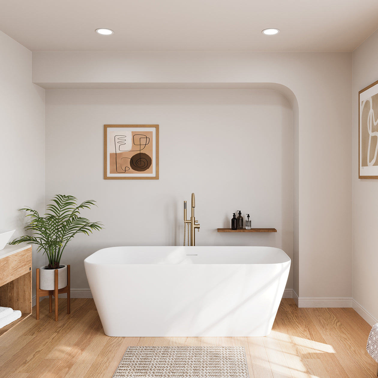 Maax Renata 67 x 32 Acrylic Freestanding Center Drain Bathtub in Matte White