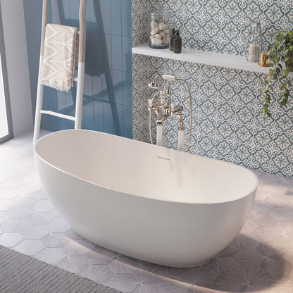 Maax Valentina 67 x 32 Acrylic Freestanding Center Drain Bathtub in Matte White