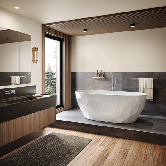 Maax Fura 6732 Acrylic Freestanding Center Drain Bathtub in White