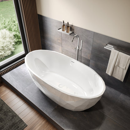 Maax Fura 6732 Acrylic Freestanding Center Drain Bathtub in White