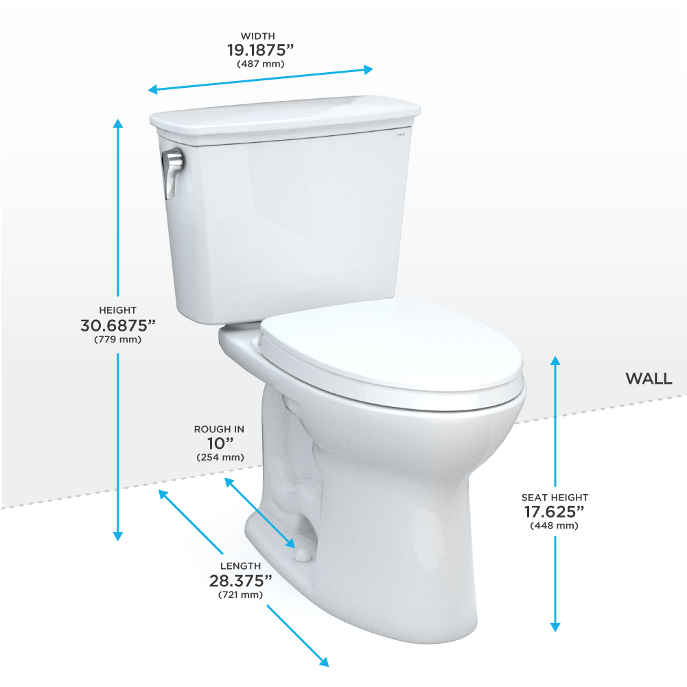 TOTO Drake Transitional Two-Piece Elongated Toilet 1.28 GPF Universal Height Washlet+ Connection