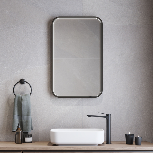 Kalia Nox Led-Illuminated Bathroom Mirror Black Frame - 20” X 32”