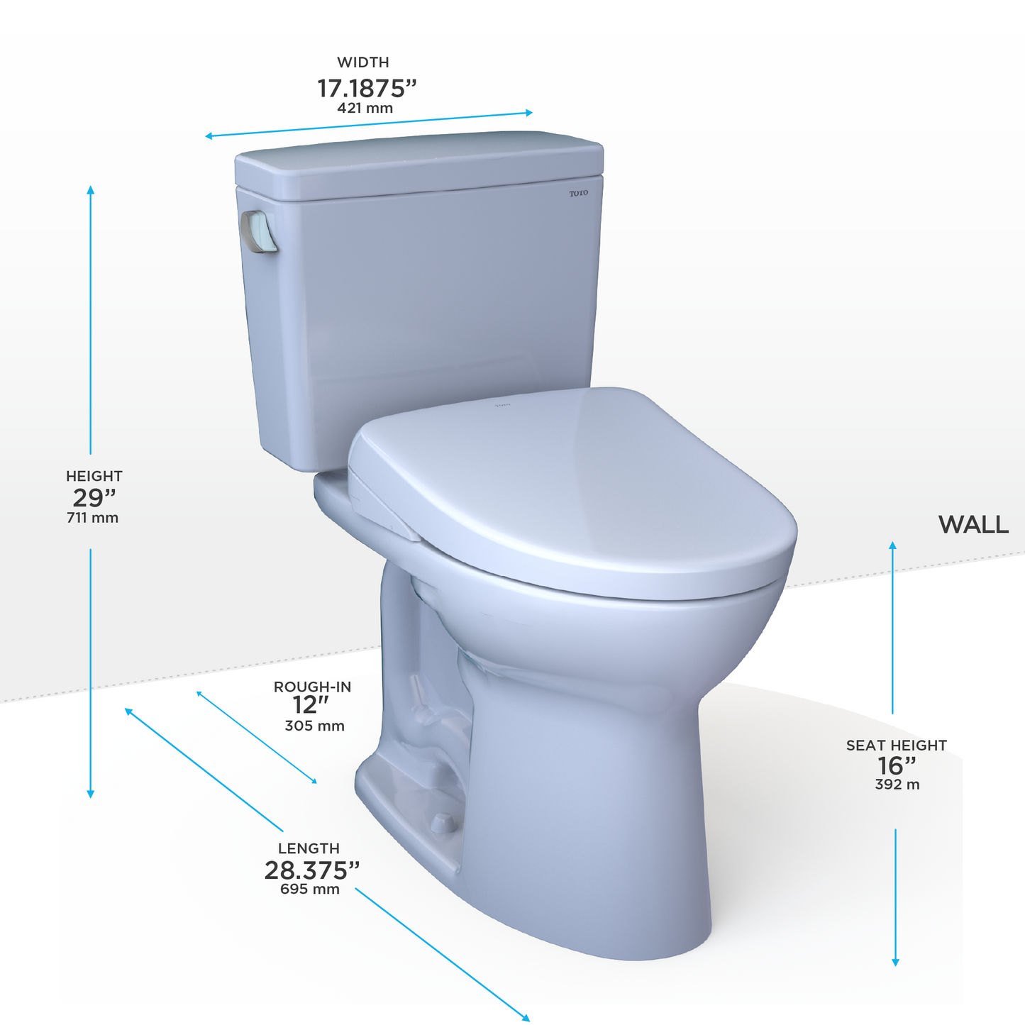 TOTO Drake Washlet+ S7 Two-Piece Toilet 1.28 GPF, Regular Height
