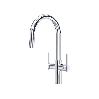 Riobel Lateral Two Handle Pull-Down Kitchen Faucet With C-Spout