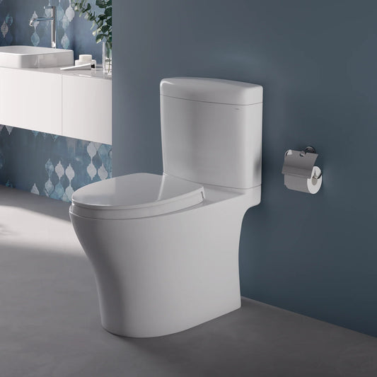 TOTO Aquia IV Cube Two-Piece Toilet 1.28/0.9 GPF Elongated - Universal Height - Washlet+ Connection