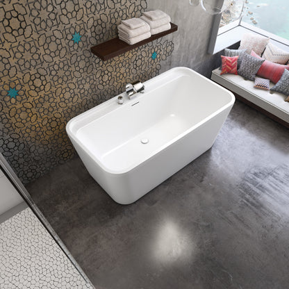 Maax Oberto 60 x 32 Acrylic Freestanding Center Drain Bathtub in White