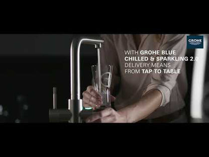 Mitigeur de cuisine Grohe Blue à bec douchette extractible, un jet (6,6 L/min), avec eau réfrigérée et eau pétillante - 31608