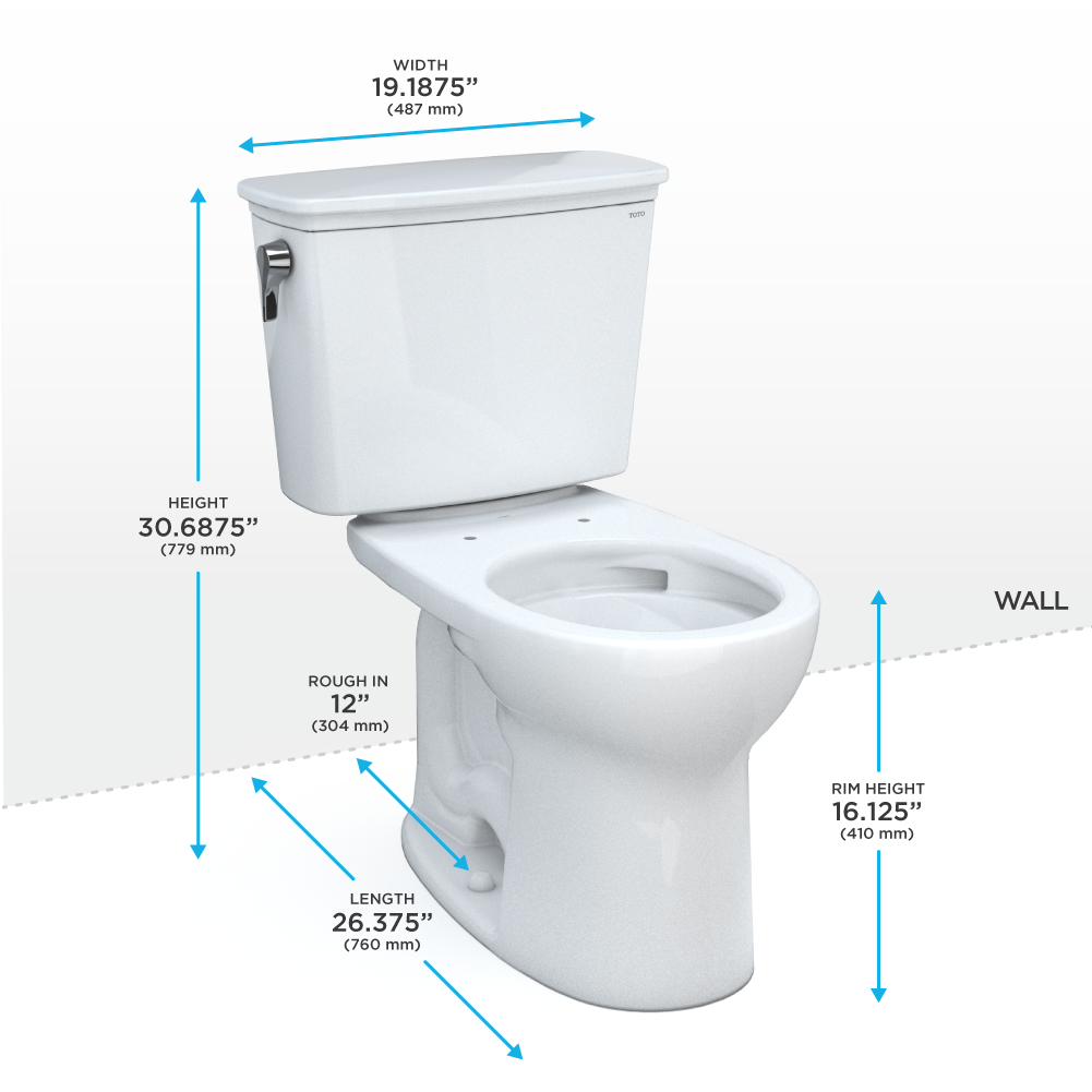 TOTO Drake Transitional Two-Piece Round Toilet 1.28 GPF Universal Height