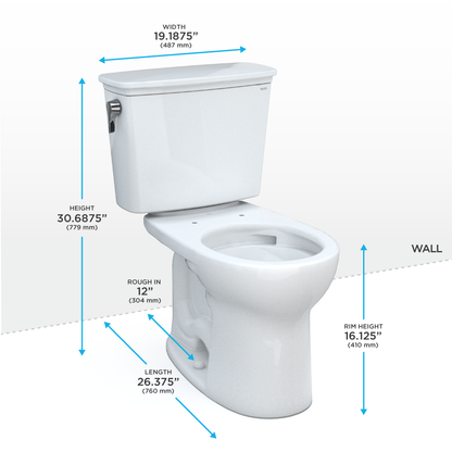 TOTO Drake Transitional Two-Piece Round Toilet 1.28 GPF Universal Height