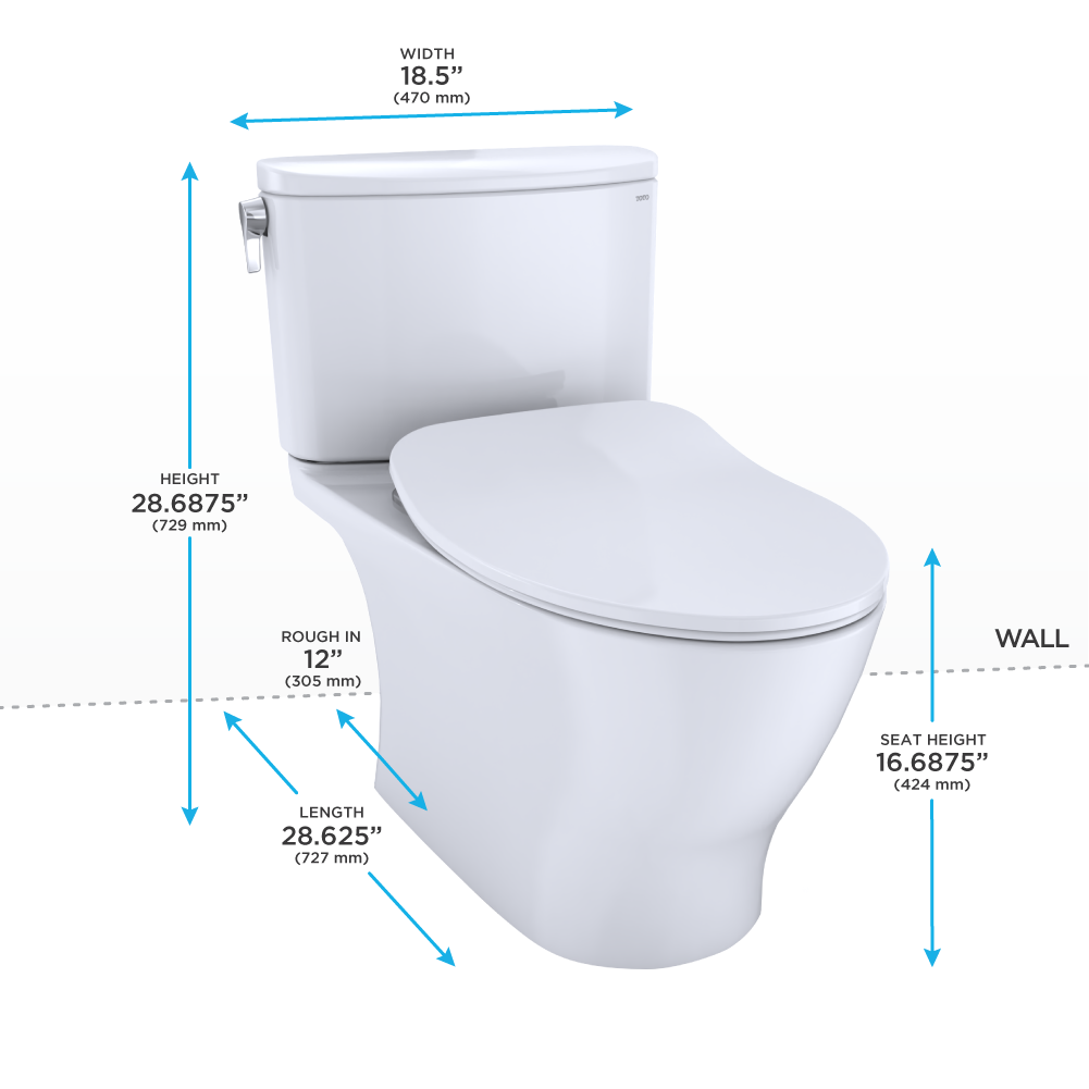 TOTO Nexus Elongated Two-Piece Toilet, 1.28 GPF Universal Height, Washlet+ Connection, Slim Seat