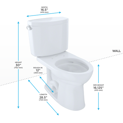TOTO Drake II Two-piece Toilet - 1.28 GPF - Elongated - Universal Height Less Seat