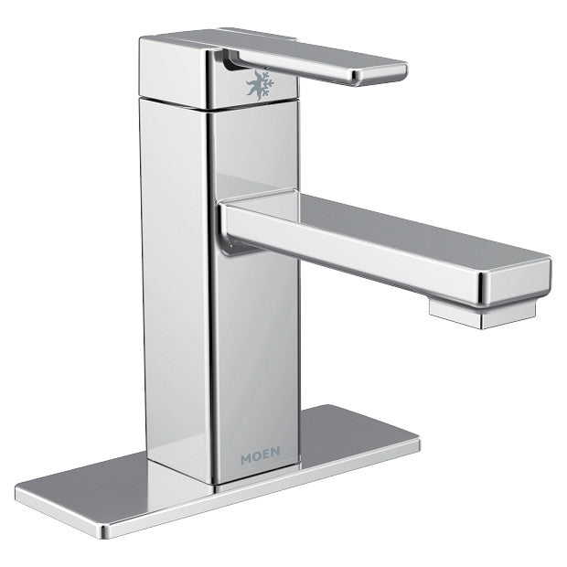 Moen 90 Degree Chrome One-Handle Low Arc Bathroom Faucet