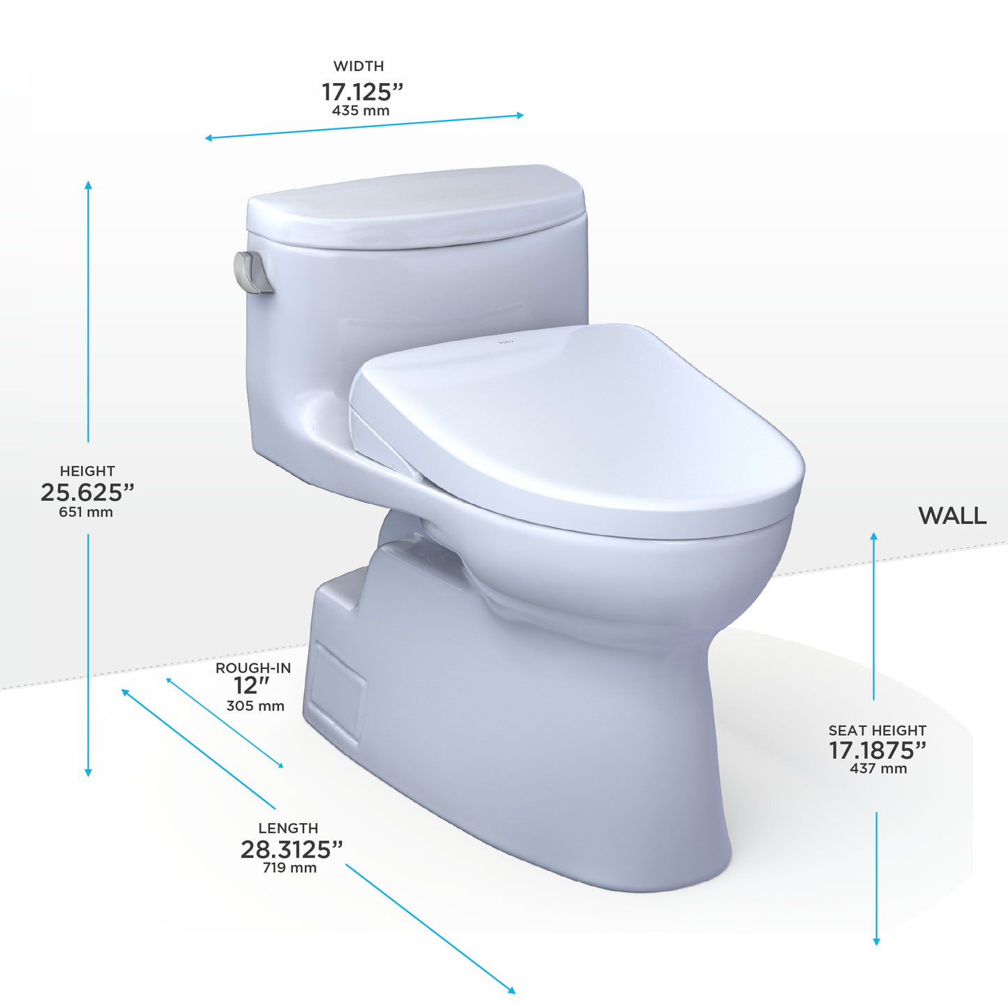 Toto Carolina II Washlet+ S7 One-Piece Toilet - 1.28 GPF - Universal Height