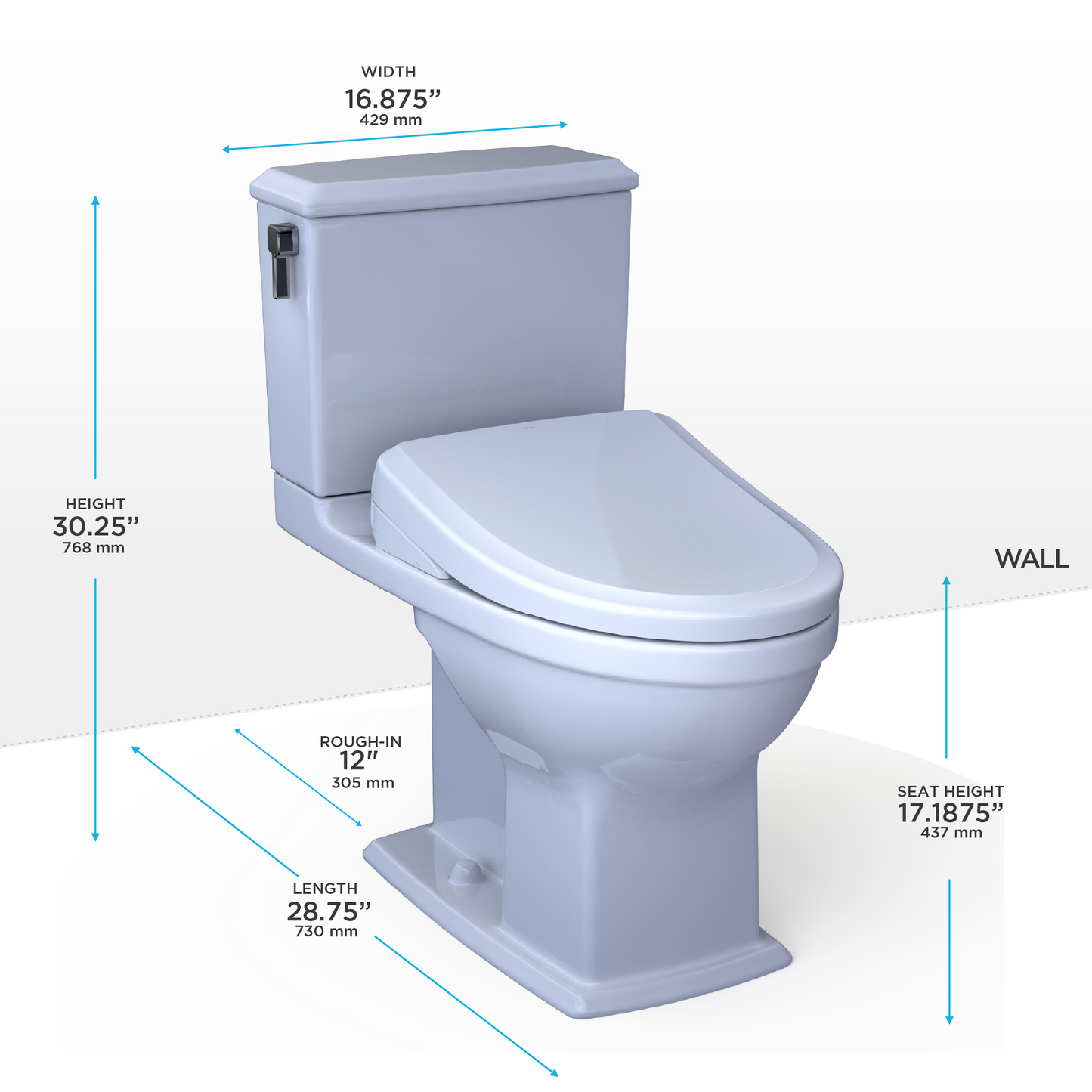 TOTO Connelly Washlet+ S7A Two-Piece Toilet 1.28/0.9 GPF - Universal Height