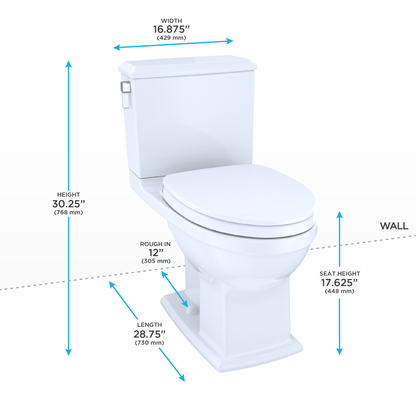 TOTO Connelly Two-Piece Toilet 1.28/0.8 GPF Elongated - Universal Height - Washlet+ Connection