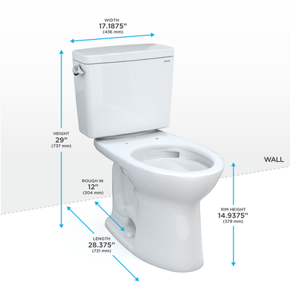TOTO Drake Two-Piece Elongated Toilet 1.6 GPF Regular Height