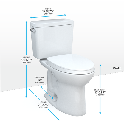 TOTO Drake Two-Piece Elongated Toilet 1.6 GPF Universal Height