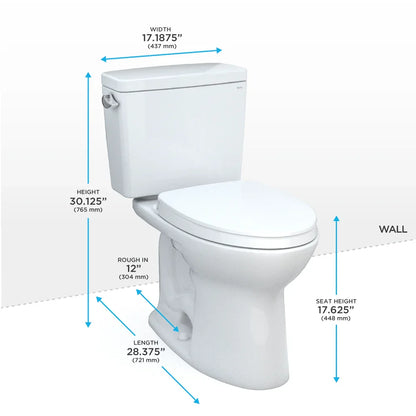 TOTO Drake® Two-piece Toilet, 1.28 GPF, Elongated - Universal Height - 10" Rough-In, Washlet+